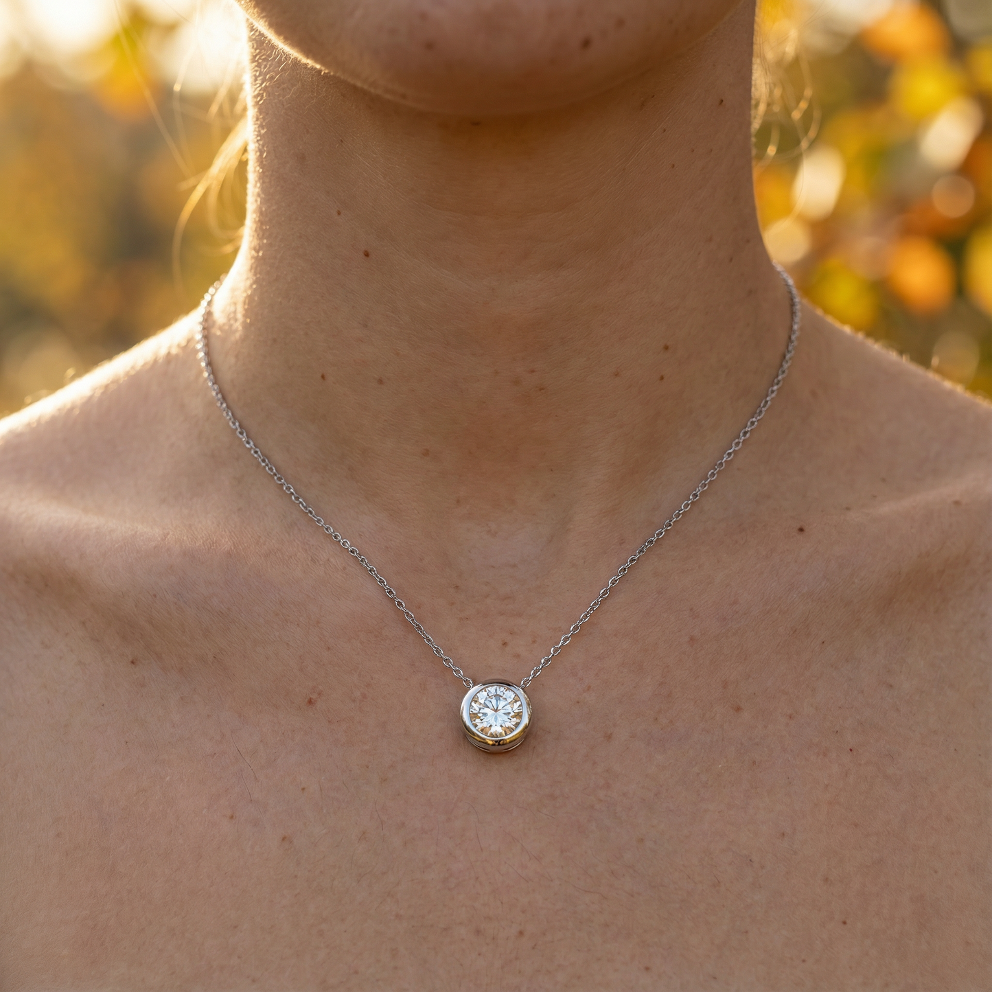 Silver Pendant Zircona Necklace - 925 Sterling Silver