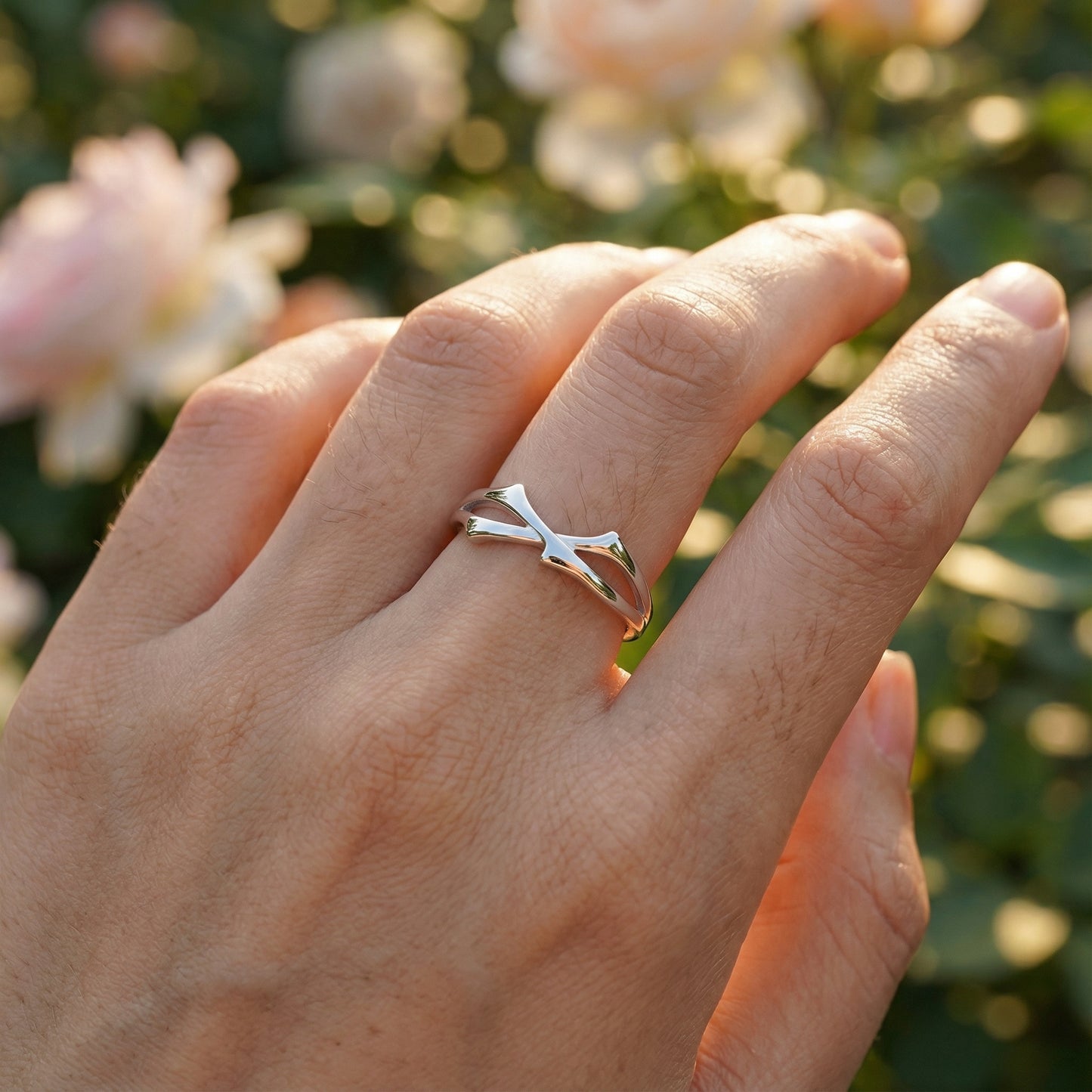Roses Couple Rings - (Adjustable) - 925 Sterling Silver