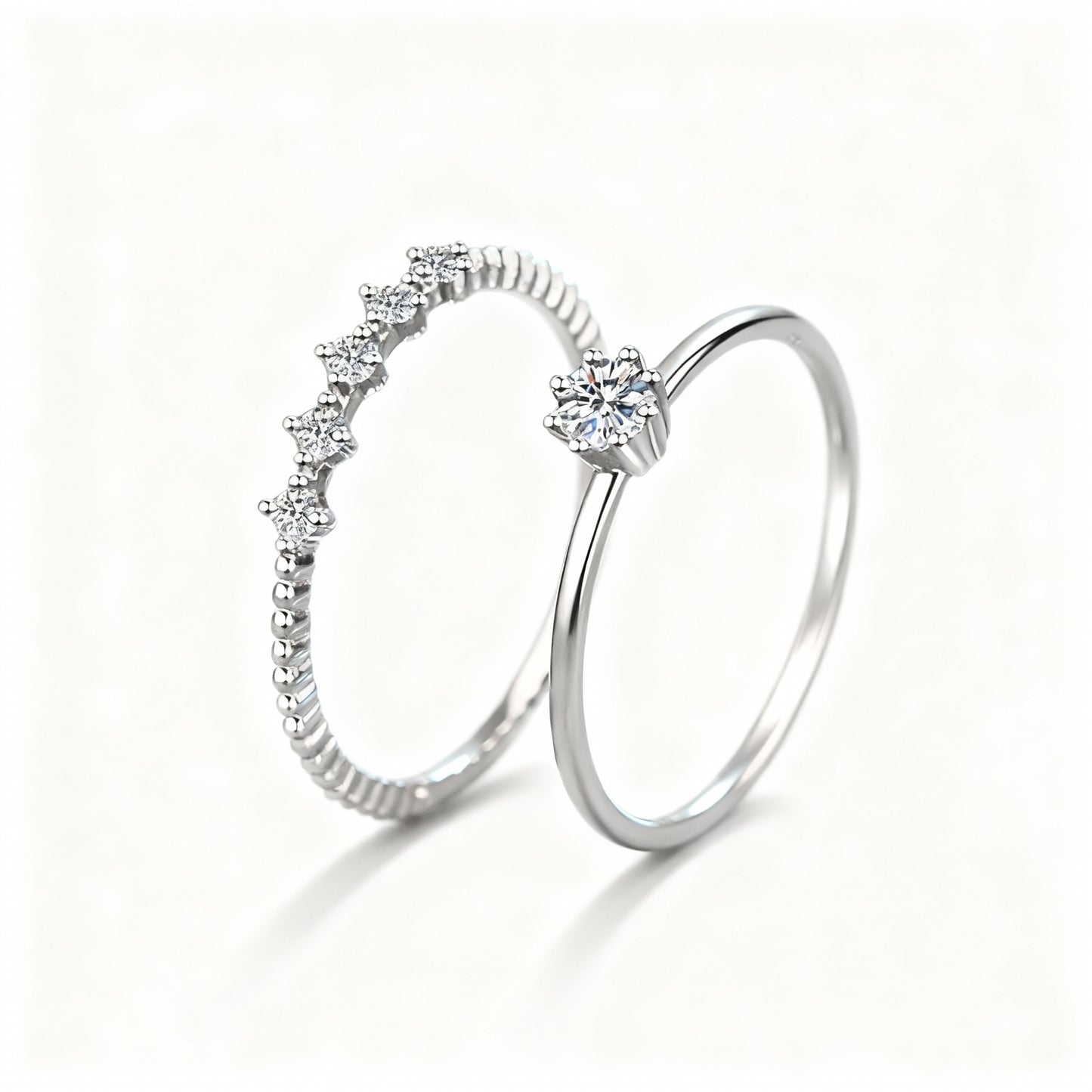 Brillant Set Rings - 10 Points Moissanite - 925 Sterling Silver