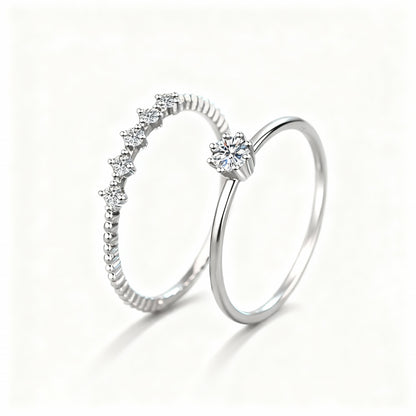 Brillant Set Rings - 10 Points Moissanite - 925 Sterling Silver