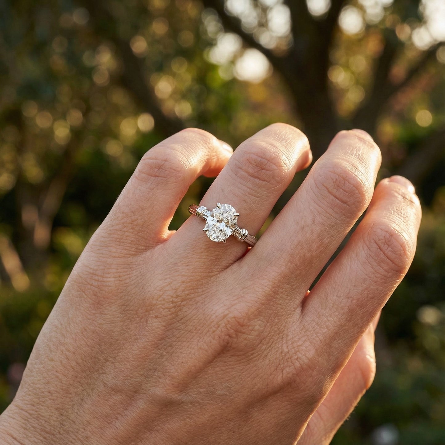 Oval Cut Lab Diamond Ring - 925 Sterling Silver