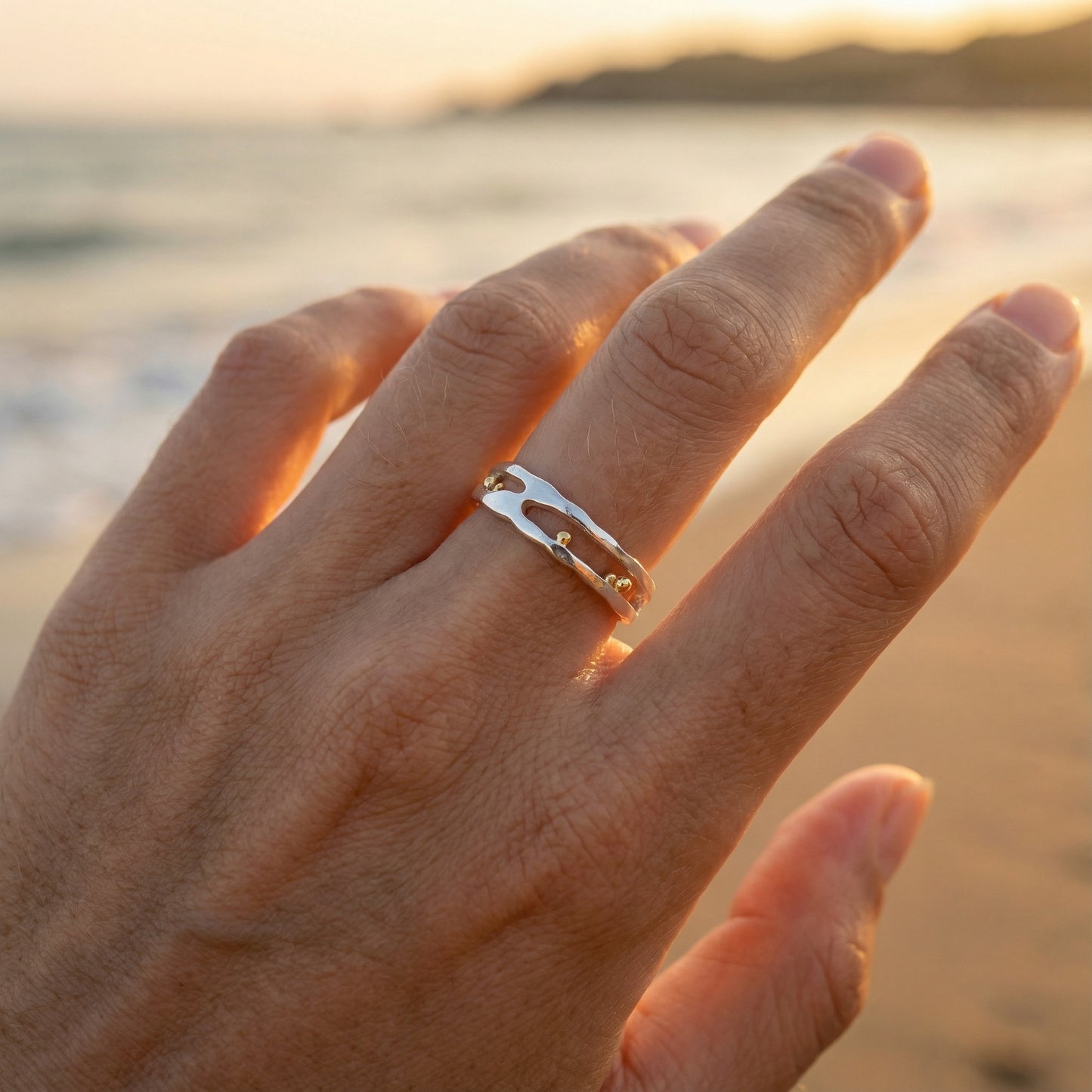 Abstract Minimal Ring - (Adjustable) - Copper