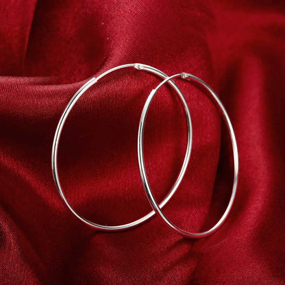 Round Hoop Earrings - Silver Plated