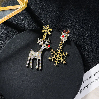 Snowflake & Reindeer Earrings - 925 Sterling Silver