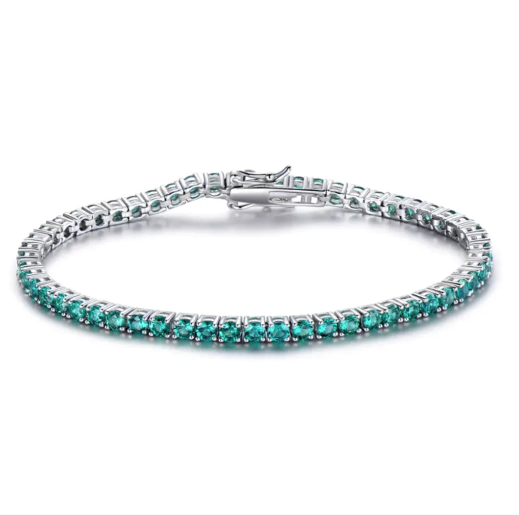 Gemstone Bracelet - 925 Sterling Silver - (Various Colours)