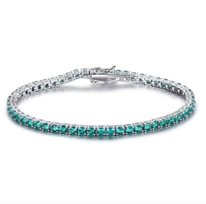 Gemstone Bracelet - 925 Sterling Silver - (Various Colours)