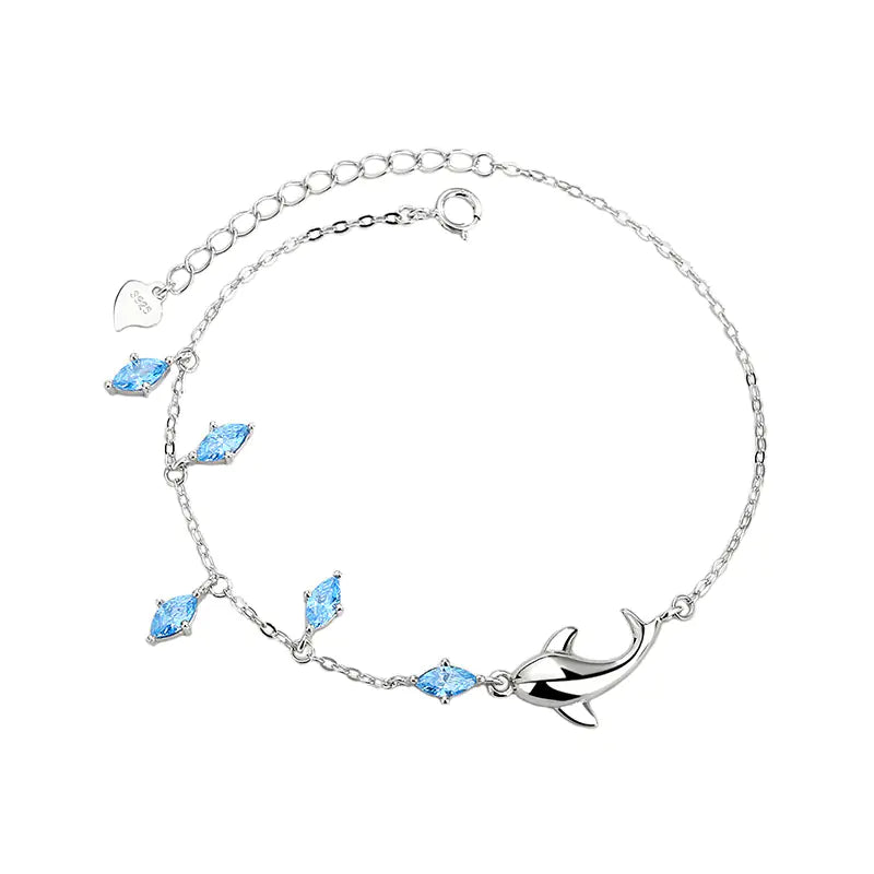 Dolphin Heart Bracelet - 925 Sterling Silver