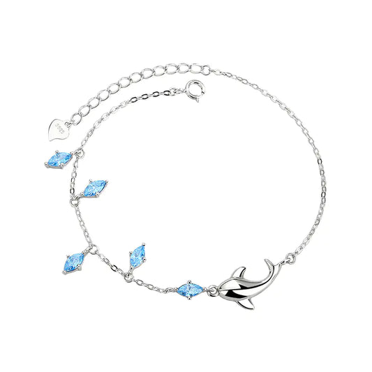 Dolphin Heart Bracelet - 925 Sterling Silver