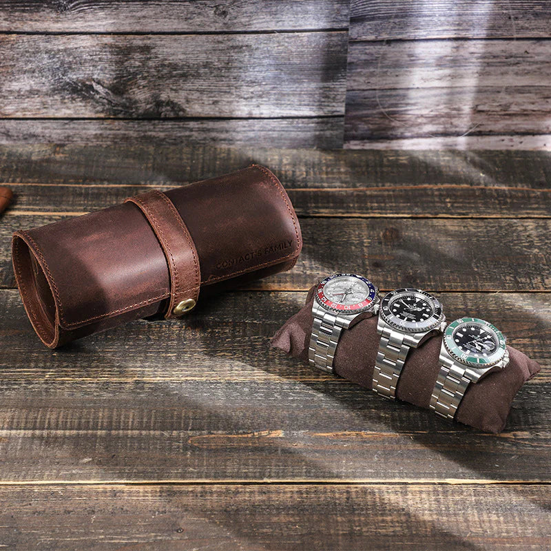 Vintage Crazy Horse Leather Watch Box -  (Up to 3)