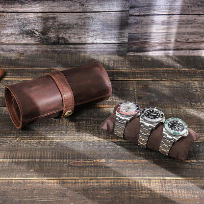 Vintage Crazy Horse Leather Watch Box -  (Up to 3)