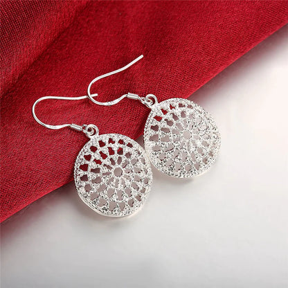 Hollow Disc Earrings - Silver Plated