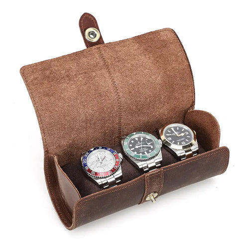 Vintage Crazy Horse Leather Watch Box -  (Up to 3)