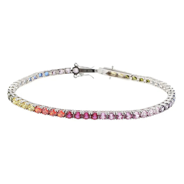 Rainbow Zircon Bracelet - 925 Sterling Silver